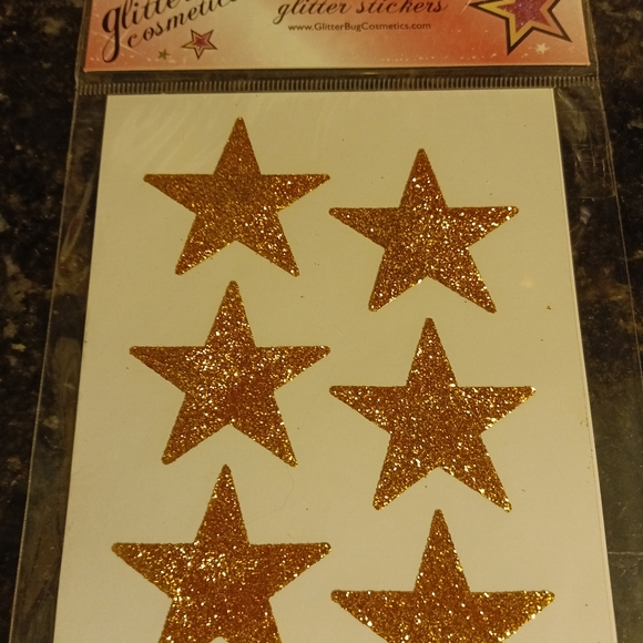 NEW: set of 6 performance🏆💎🤸‍♀️⭐GOLD GLITTER STARS ⭐🤸‍♀️💎🏆BODY STICKER - Picture 1 of 3
